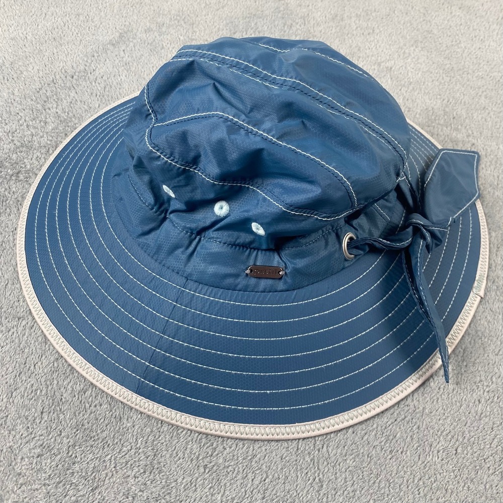 Pistil Womens OS Sun Hat Blue Wide Brim Ripstop Bow Outdoor Hiking